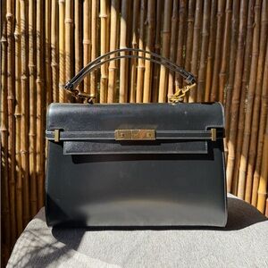 SAINT LAURENT Manhattan Top Handle Flap Leather  satchel